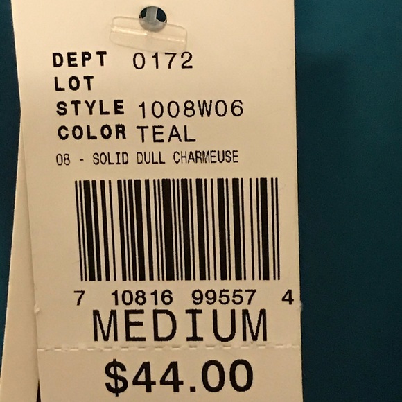 Brand new w/ tags A. Byer silky turquoise top MED - Picture 4 of 5